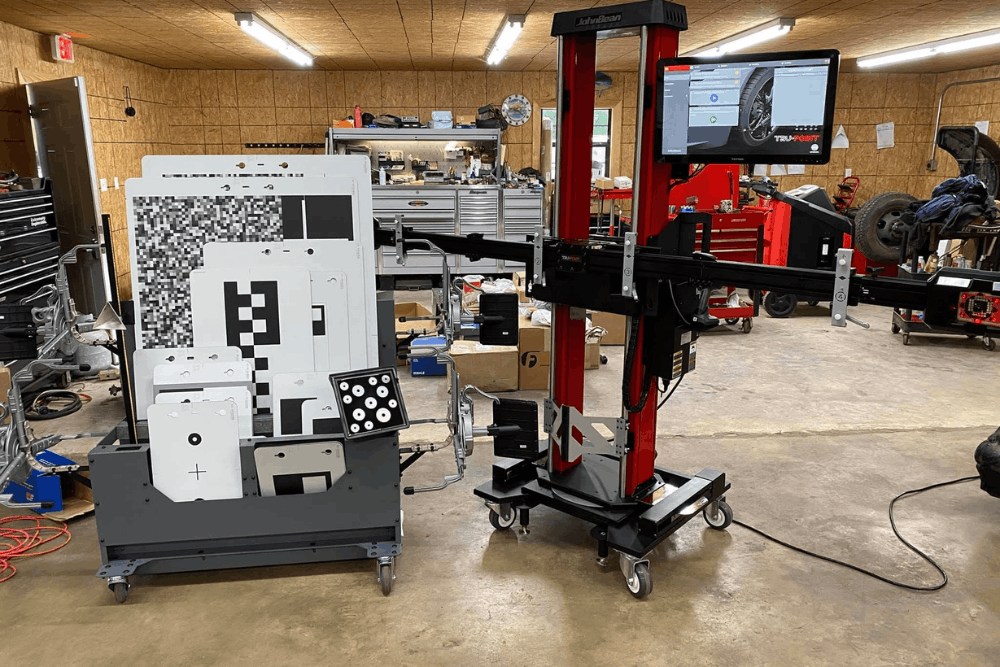 ADAS calibration service in Monticello, AR, at Strokers Diesel Performance & Repair. Image of advanced ADAS calibration equipment used to precisely calibrate cameras and sensors, helping restore vehicle safety systems and ensure accurate driver-assistance performance.